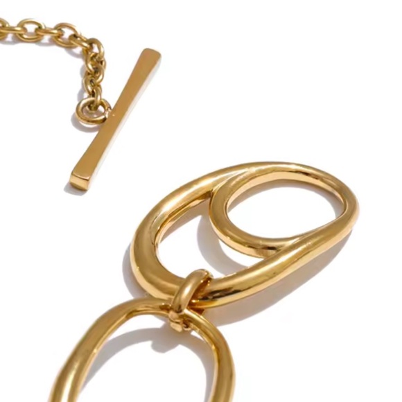 Modern Chunky Gold Plated Chain Necklace – 16.9” Stainless Steel - Picture 7 of 16